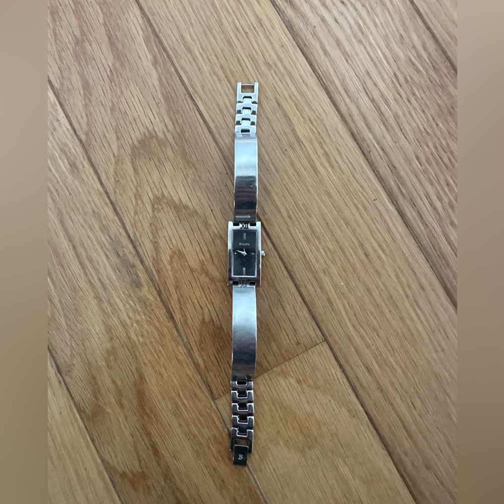 Bulova Silver Rectangular Women's Watch - image 1